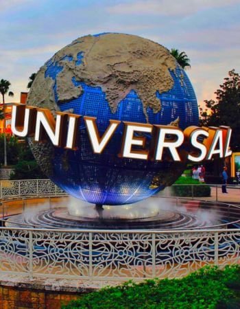 Universal Studios Orlando globe. Complete Universal vacation packages: park tickets, resort booking, and car rental.